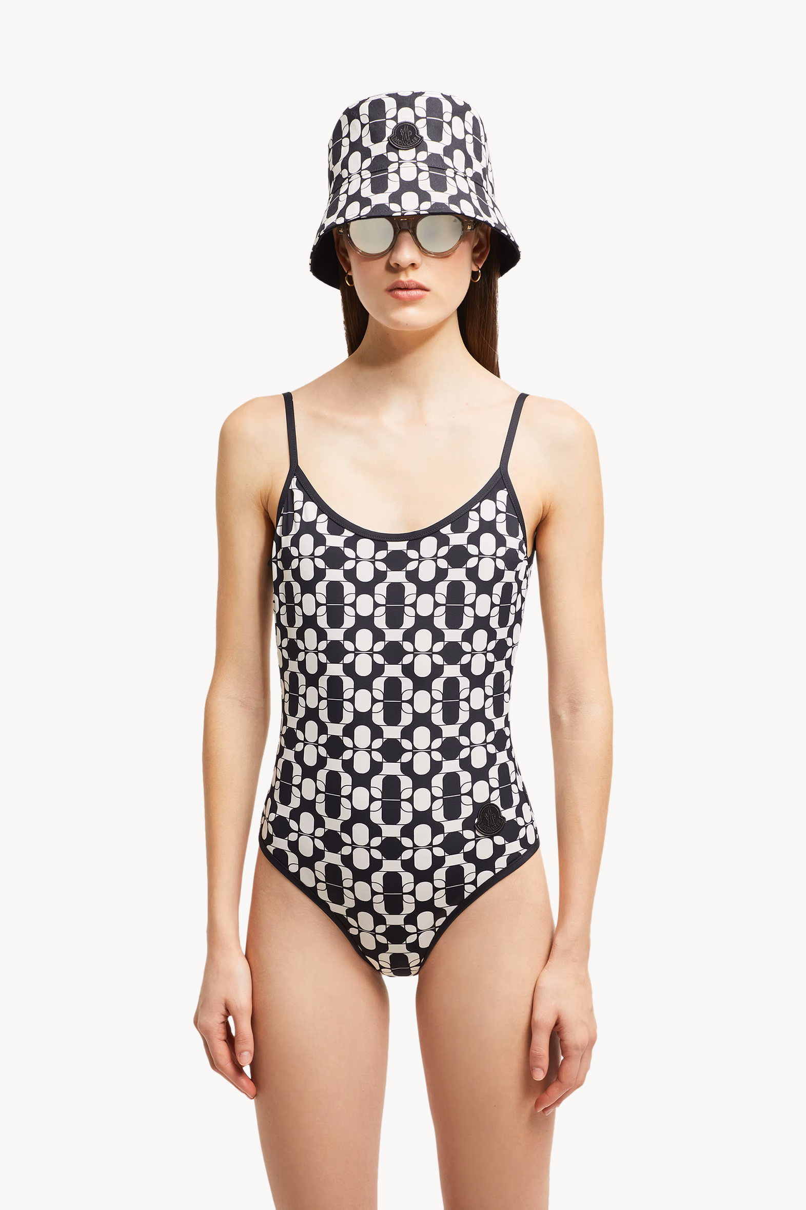 Bañador con estampado geométrico Mujer Azul & Blanco Moncler 2